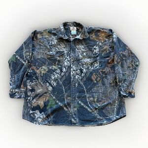 Mossy Oak Chamois Shirt Mens 2XL Break Up Camo Hunting Outdoors Fleece 90s Vtg